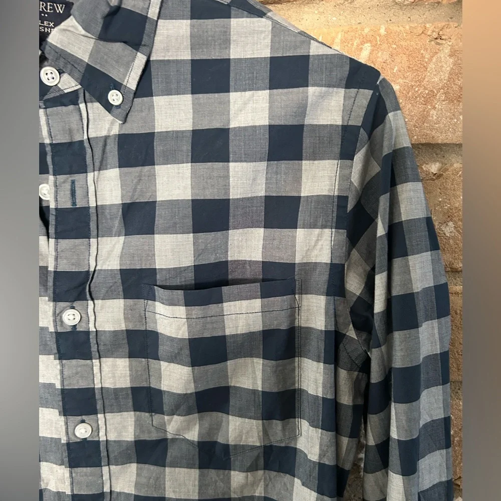 J. Crew Blue and White Plaid Button Down Shirt. Size small Slim fit.